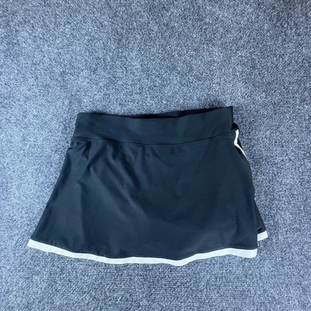 Nike Dri-FIT Tennis Inner Skirt Womens 28x12 Black White Trim Logo Athletic Golf